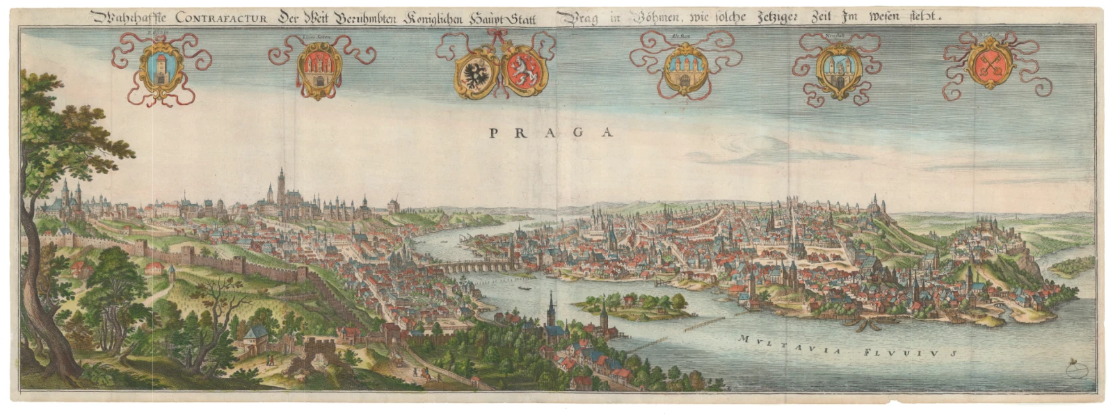 „Wahrhaffte Contrafactur der Weit Berühmbten Königlichen Haupt Statt Prag in Böhmen, Wie Solche Jetziger Zeit im Wesen Steht / Praga"