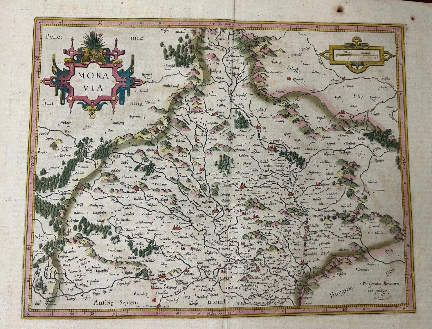 Original Antique Map 1623 „MORAVIA" Czech Republic by Mercator & Hondius