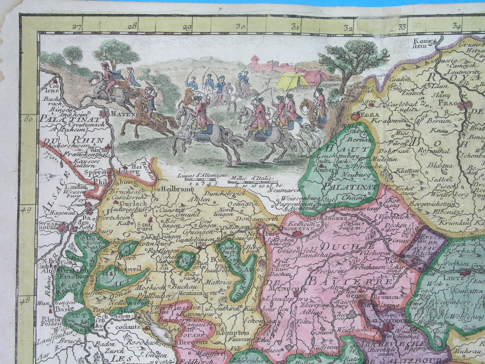 1743 nice RARE ORIGINAL MAP BOHEMIA SLOVENIA ITALY AUSTRIA TIROL MORAVIA GERMANY