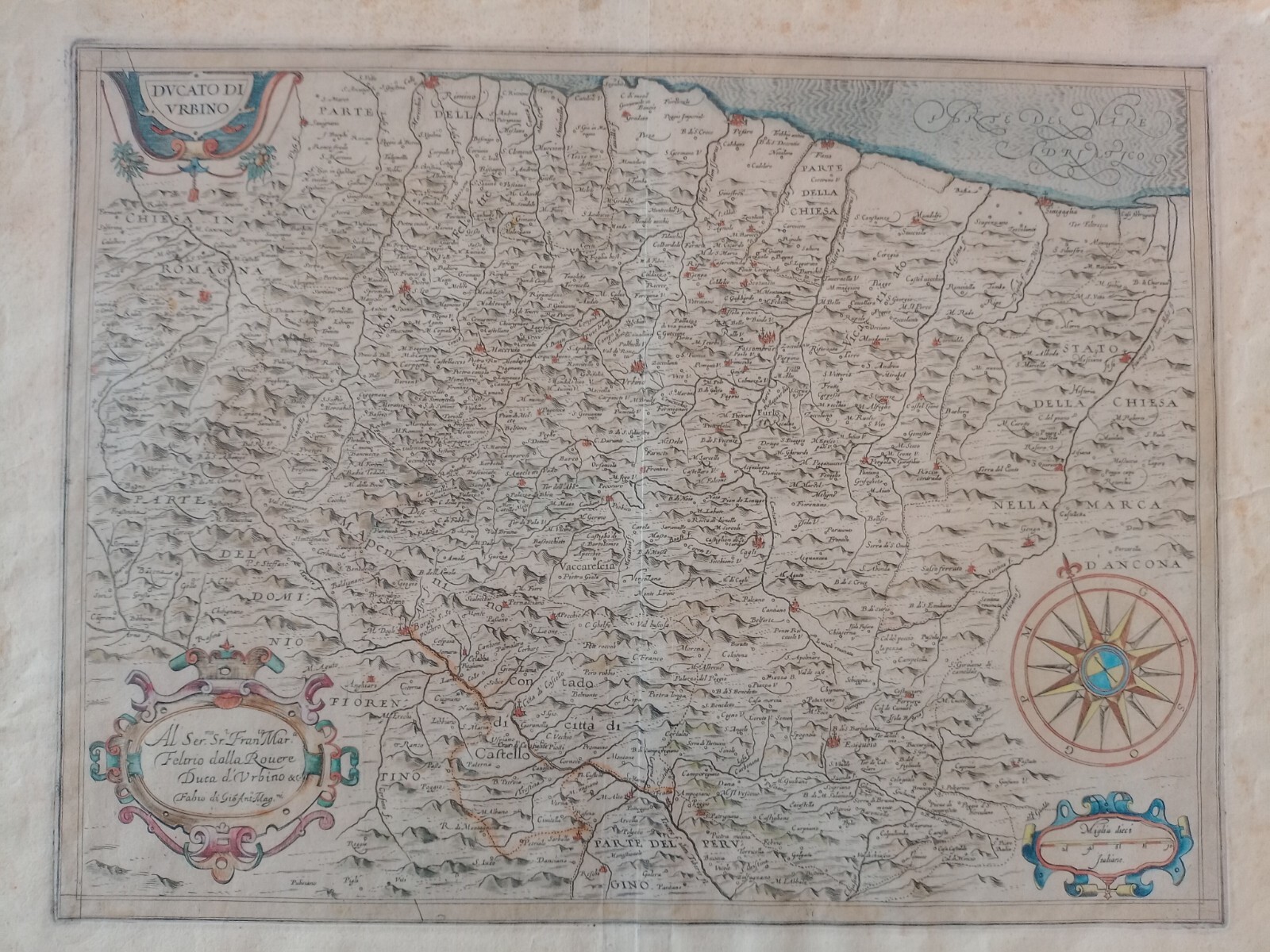 Ducato Urbino Magini 1620 Marche map Appennini carta geografica stampa antica